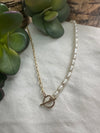 Gold-Filled Paperclip Chain with Fresh Water Pearls and Toggle Clasp