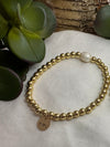 Personalized Gold Bead and Fresh Water Pearl Bracelet